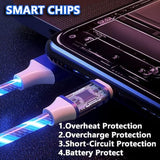 2 Packs Micro Usb Cable Android Charger, 6.6Ft Led Light Up Glowing Micro Usb