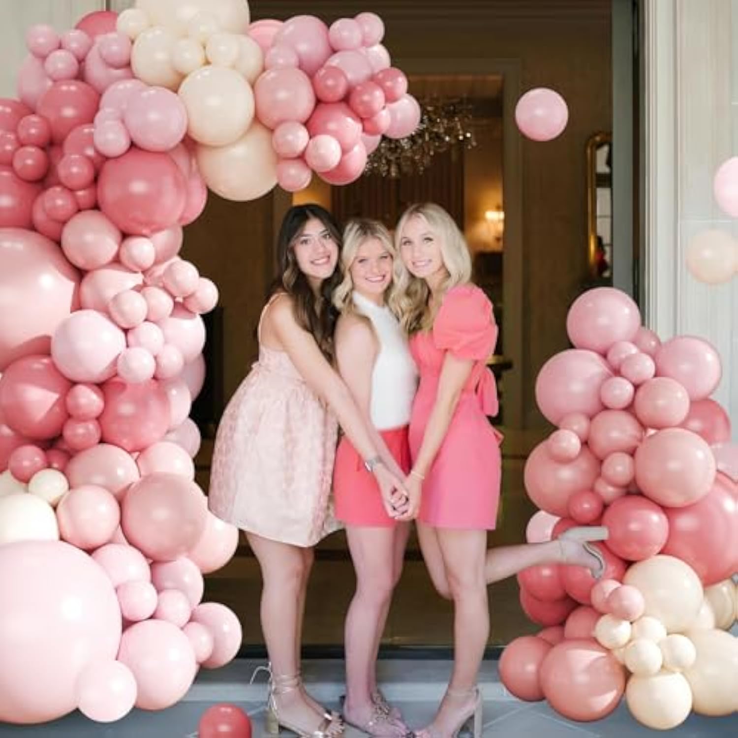 Dusty Pink Balloon Arch Kit 124Pcs Pink And White Balloon Arch Garland Kit Include Macaron Light Pink Sand White Balloons For Baby Shower Bridal Shower Wedding Birthday Party Decorations