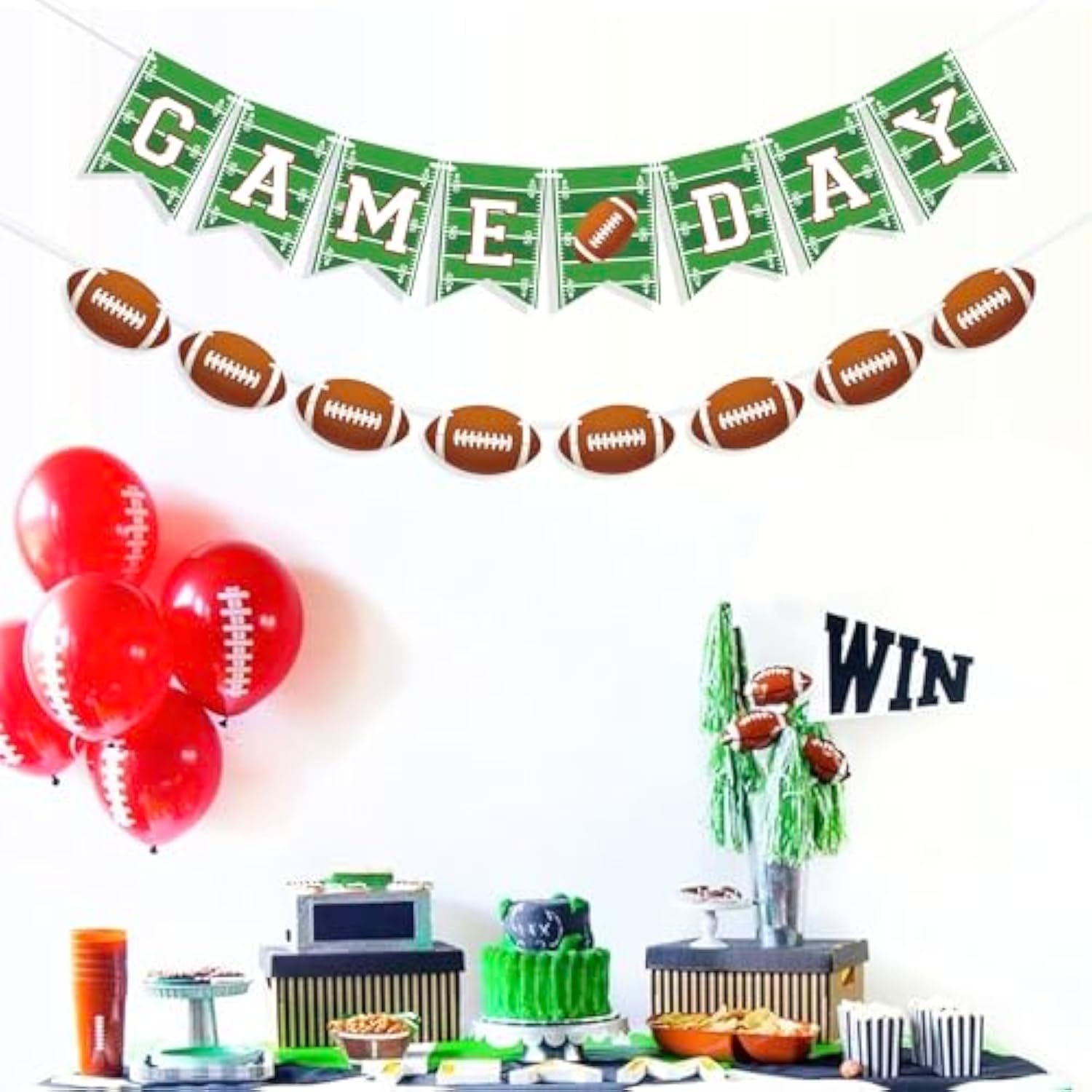 Game Day Banner Football Party Decorations Garland Football Baby Shower Photo Props Sports Birthday Party Decorations Football Party Decor Tailgate Party Supplies
