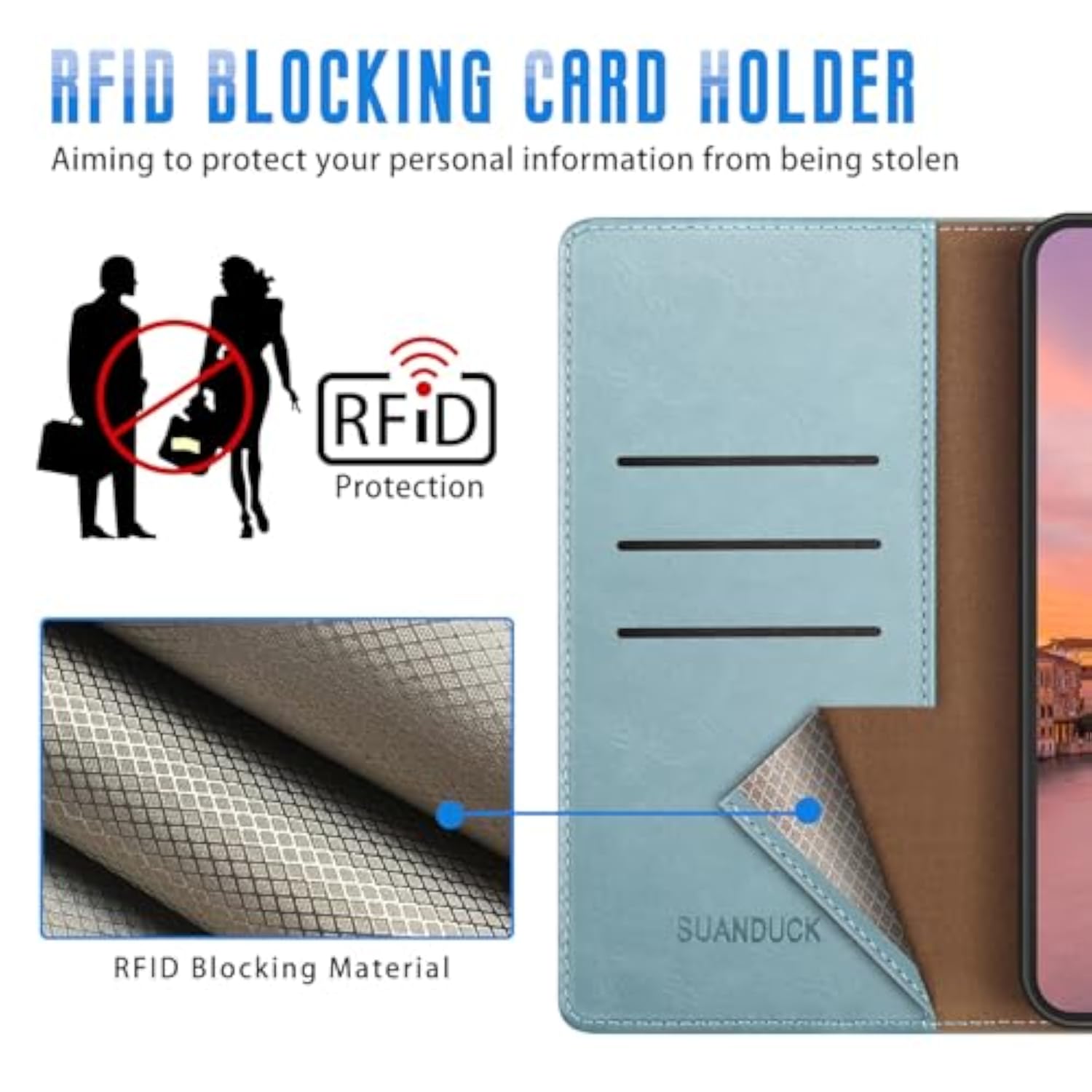 Sky Blue Wallet Case for iPhone Air 6.5"