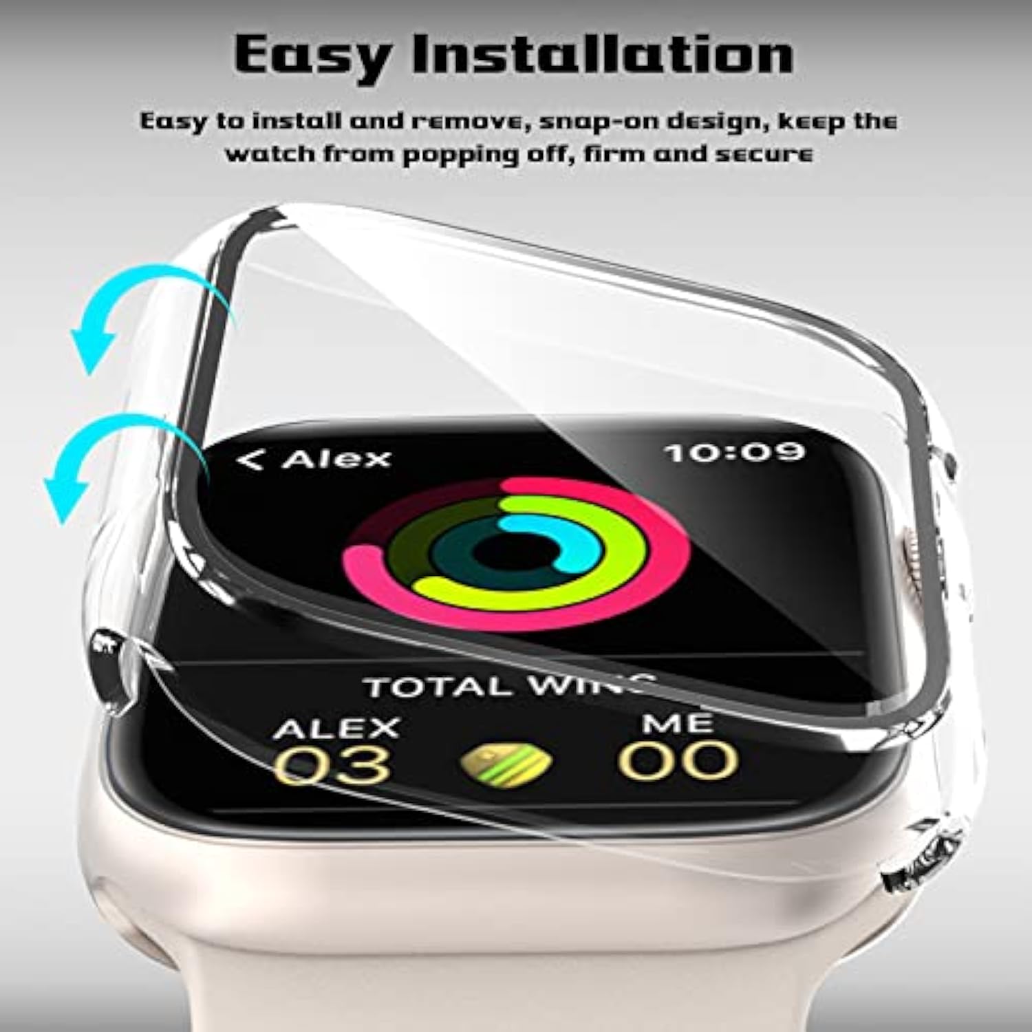 2 Pack Hard Pc Case For Watch Series 9 Series 8/7 45Mm Screen Protector, Tempered Glass Film Hard Bumper Anti-Scratch Hd Ultra-Thin Protective Cover For Iwatch Series 9/8/7 45Mm, Clear