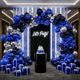 Navy Royal Blue Silver Balloon Garland Kit 160 Pcs Dark Blue Balloons Arch For Graduations Class Of 2025 Prom Party Birthday Decorations 50Th Men Bithday Supplies