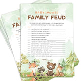 50 Baby Shower Family Feud Game Cards, Woodland Baby Shower Games Activity For Girl Or Boy, Gender Neutral, Woodland Theme