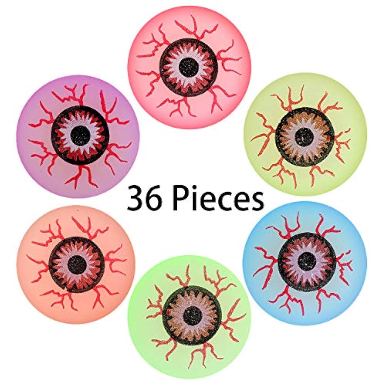 36 Pieces Halloween Glow In The Dark Bouncy Eyeballs Halloween Toys Bouncing Eyeballs For Halloween Game Rewards, Trick Or Treating Favors