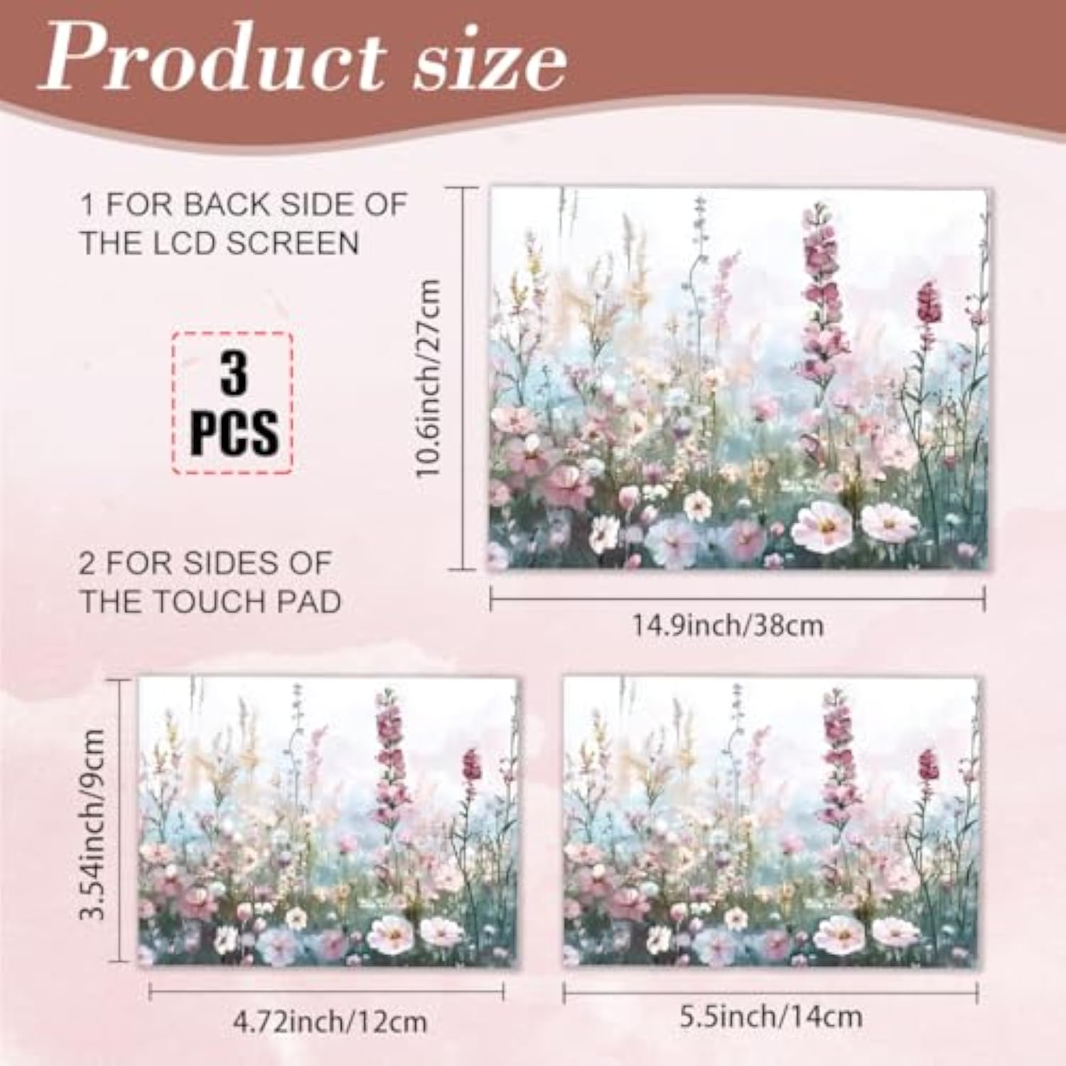 Wildflower Laptop Skin Sticker Decals Fits 12" 13" 13.3" 14" 15 Inch Laptop Watercolor Universal Removable Vinyl Notebook Art Protector Netbook Pc Cover Decal