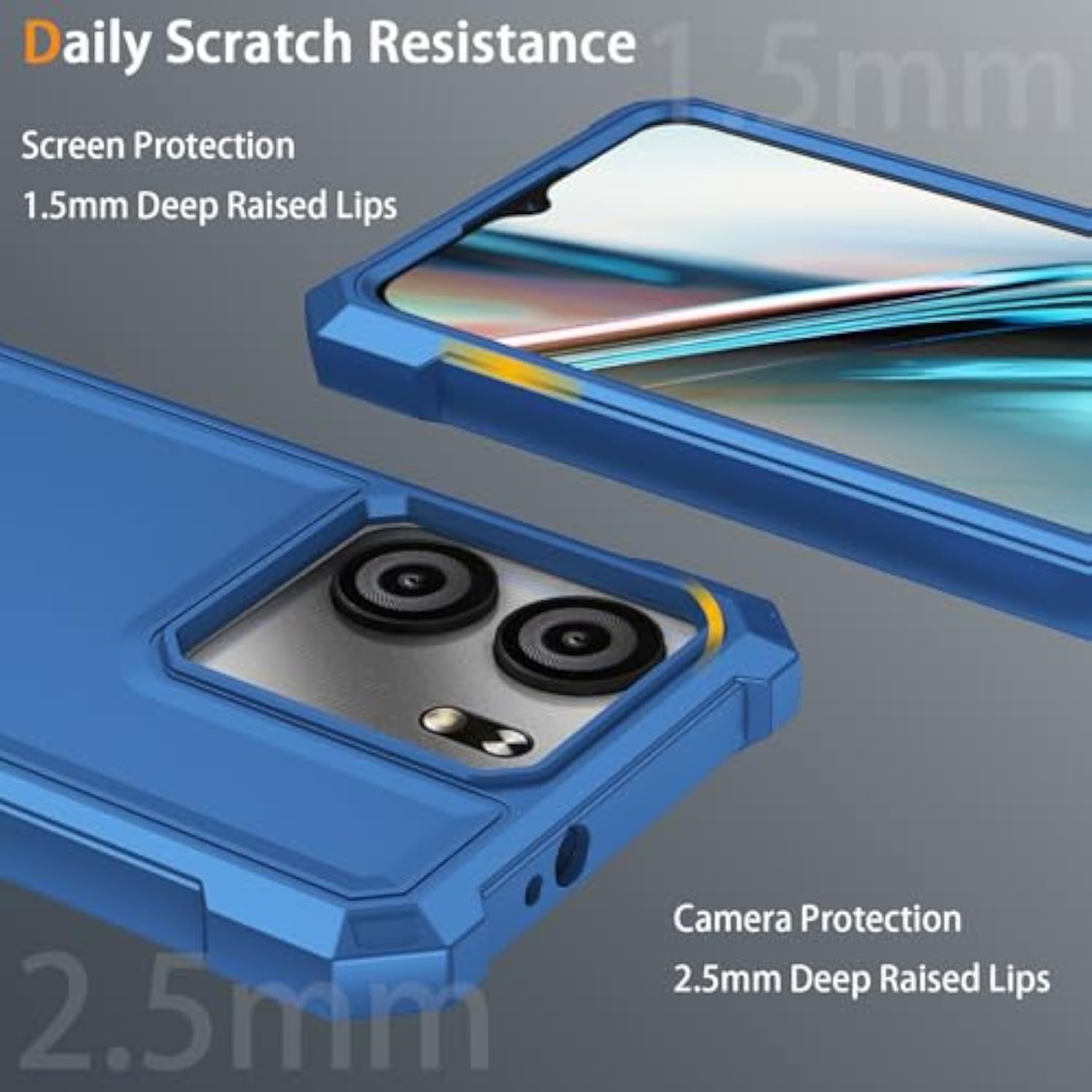 Blu View 5 Case with Tempered Glass Slim Soft Silicone Blue