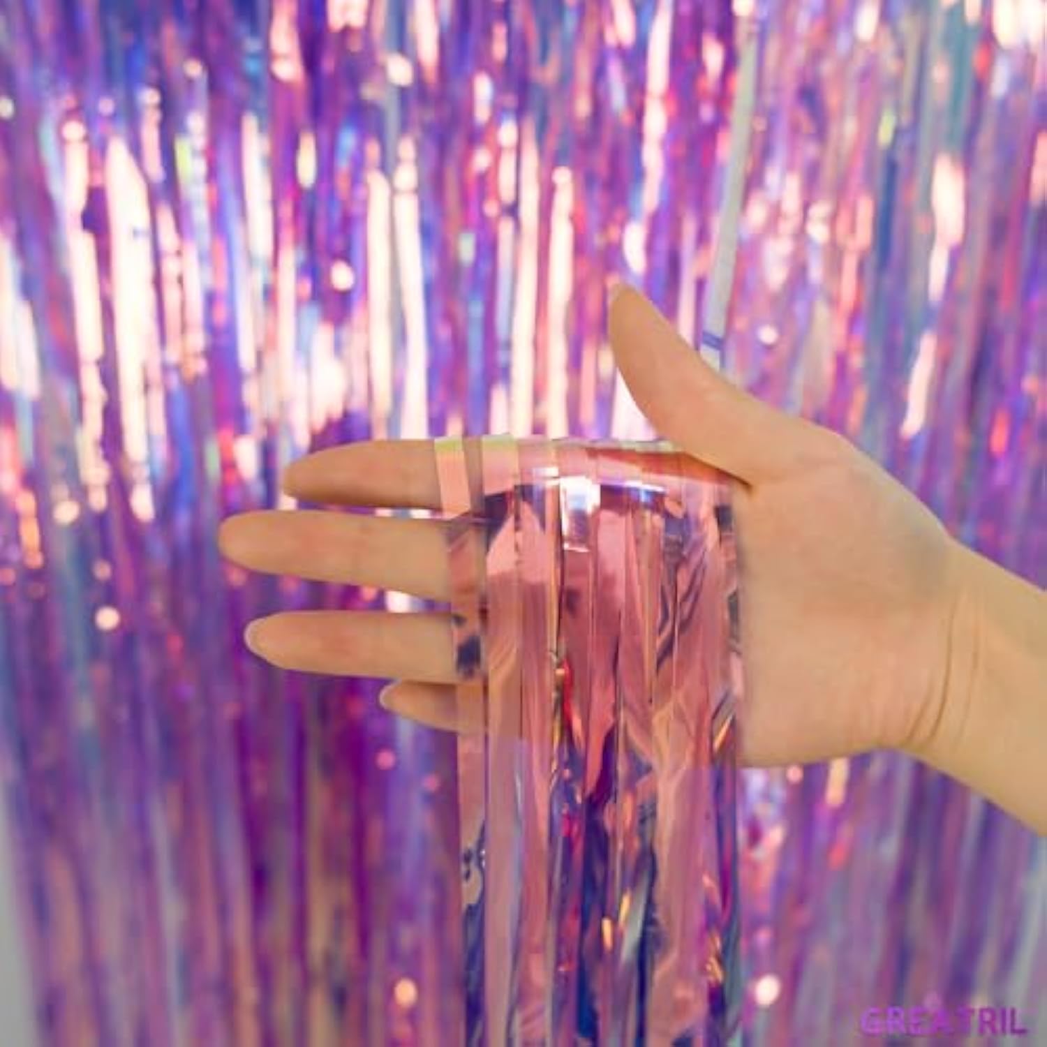 Iridescent Purple Tinsel Foil Fringe Curtain, 3.2 X 6.5 Ft, Fairy Party Streamers, 2 Packs