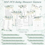 302 Pcs Greenery Eucalyptus Baby Shower Games 6 Games Activities For 50 Guests Include Baby Shower, Word Scramble, Word Search, Predictions And Advice, The Price Is Right