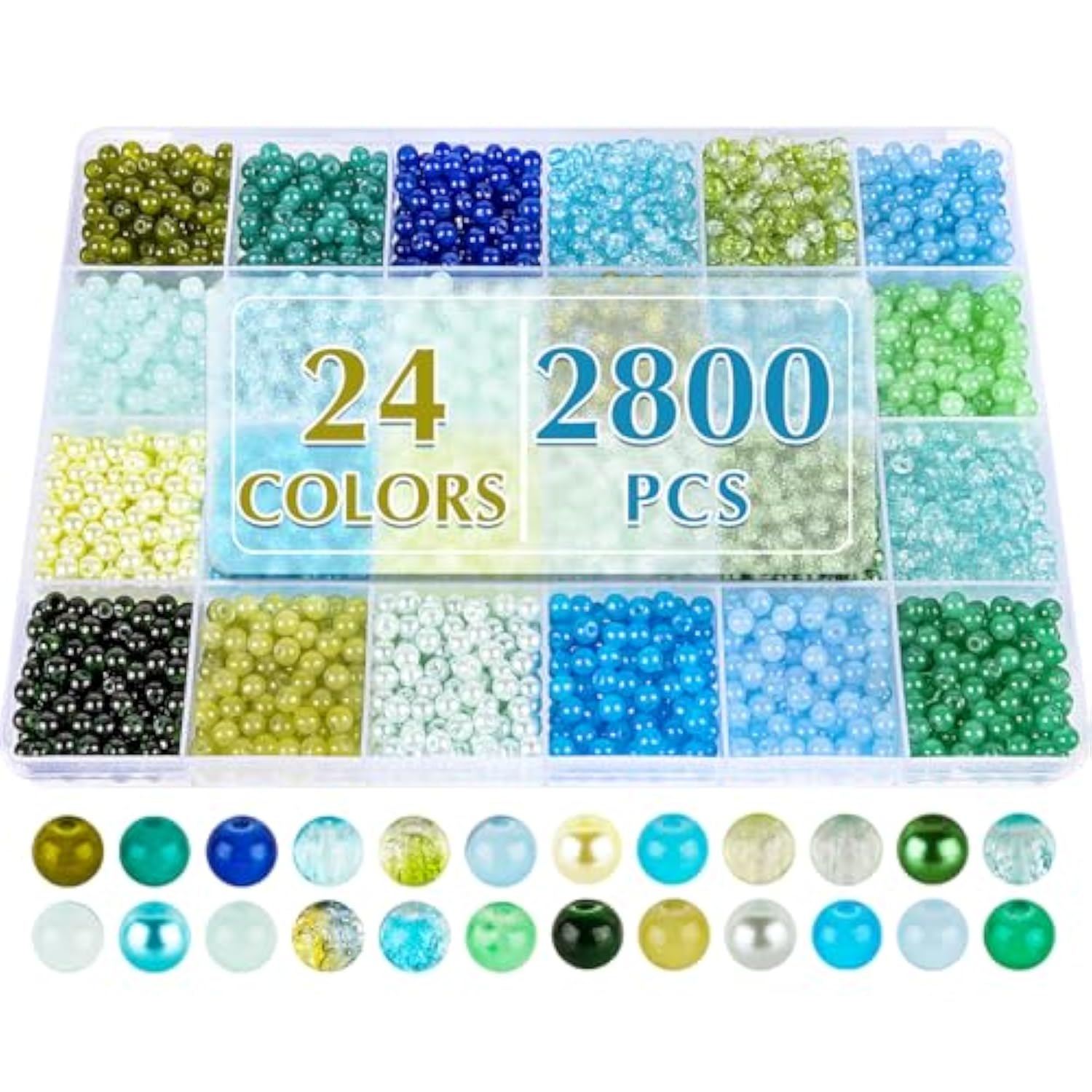 4mm Glass Beads Kit: 2800+ Blue & Green Jade Beads for DIY Crafts