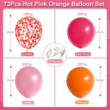 73Pcs Hot Pink And Orange Balloon Arch 12In Pink Confetti Balloons Hot Pink Pastel Pink Orange Balloons For Kids' Party Supplies Hot Pink And Gold Decorations