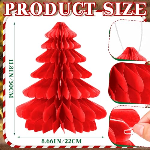 12 Pcs 11.81 Inches Christmas Honeycomb Decoration, Red and Green