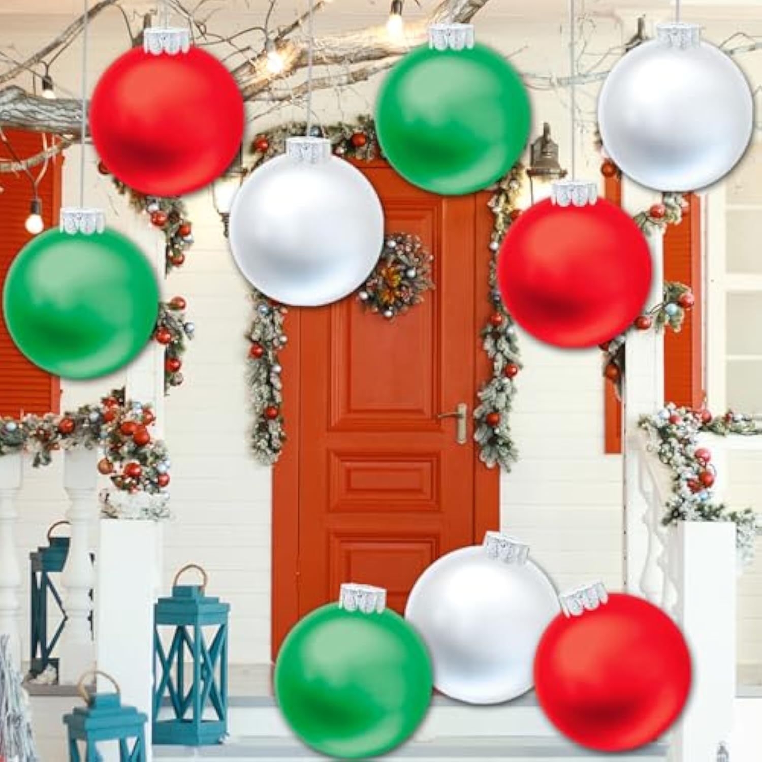 3 Pcs Outdoor Decorations, Large Inflatable Balls, Christmas Ornaments For Front Door Yard & New Year Festive (11 Inch B