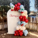 Cherry Balloon Garland Arch Kit, 169Pcs Ruby Red Blue Beige With Avocado Ruby Red Long Latex Balloons For Birthday Baby Shower Wedding Valentines Day Anniversary Cherry On Top Party Decorations