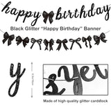 Black Bow Happy Birthday Banner for Coquette Parties & Baby Showers