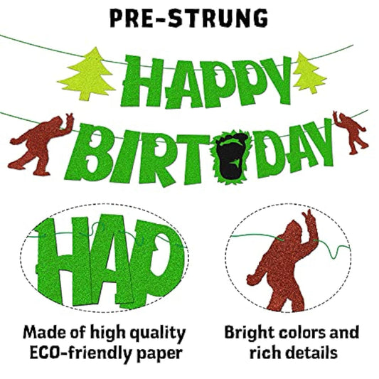 Birthday Banner Theme For Kids Boy Girl Women Men Happy Birthday Baby Shower Party Supplies Green Glitter Sparkly Decorations