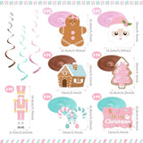 20 Pcs Gingerbread Man Theme Party Hanging Swirls Ceiling,Pink Cute Christmas Party Hanging Swirls Foil Ceiling Decor For Birthday Baby Shower Xmas Party Decor
