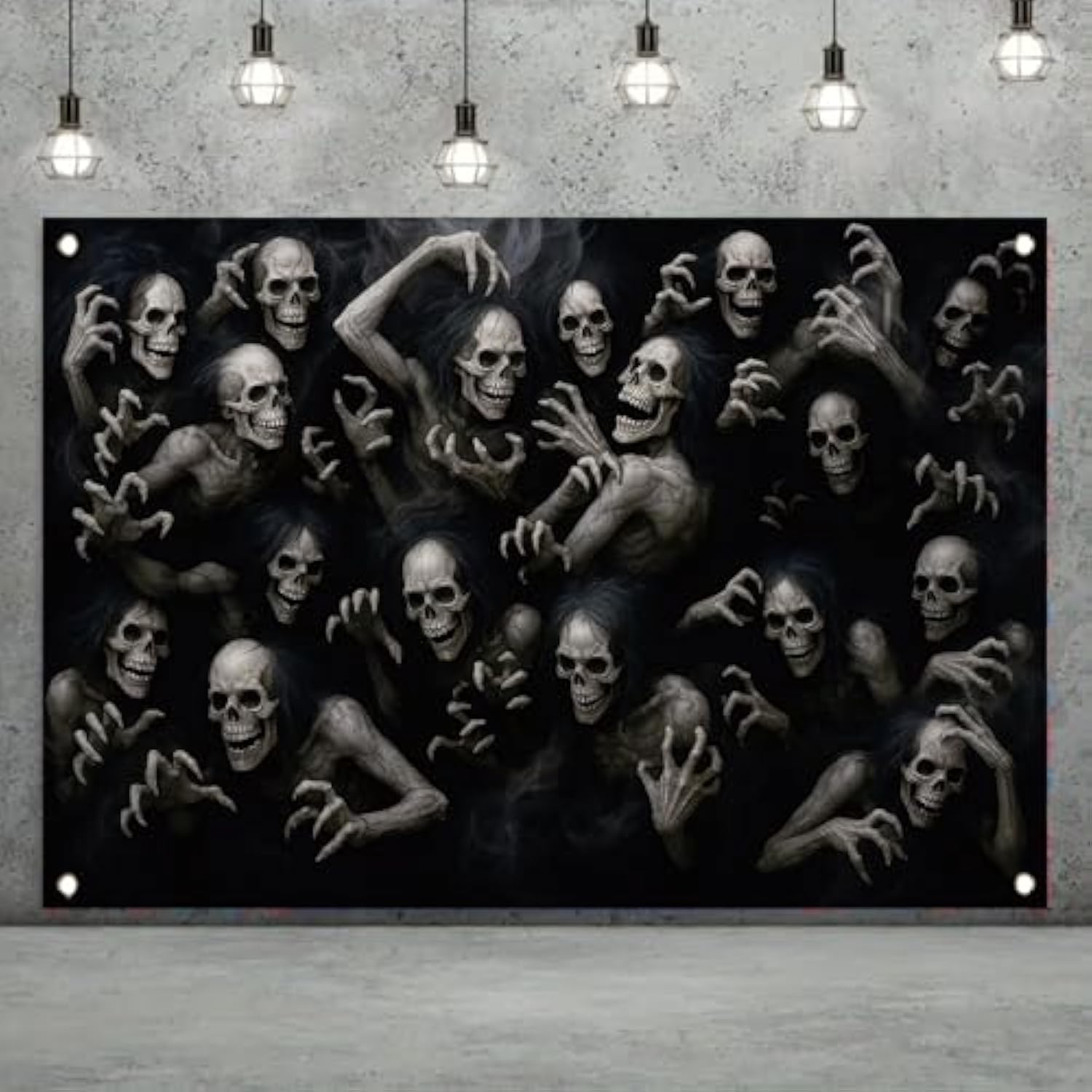 Halloween Skeleton Ghouls Backdrop 71x43 Inch Creepy Undead Ghost Banner for Haunted House Decor