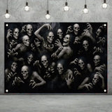 Halloween Skeleton Ghouls Backdrop 71x43 Inch Creepy Undead Ghost Banner for Haunted House Decor