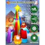 7Ft Christmas Inflatable Nativity Scene Decoration, Lighted Outdoor Nativity Scene With Star Of Bethlehem Blow Up Yard D