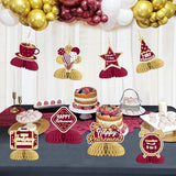 8 Pieces Happy Retirement Honeycomb Centerpieces - Burgundy Retirement Party Decorations, New Journey Begins Goodbye 9 to 5 Table Toppers for Welcome to 7 Day Weekends Farewell Leaving Party