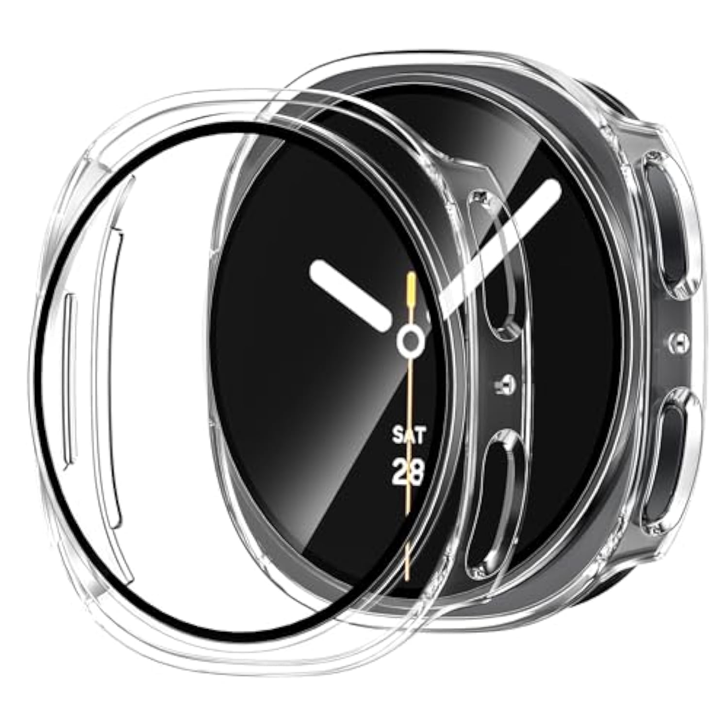 2 Pack Case Compatible With Samsung Galaxy Watch 8 40Mm With Built In Tempered Glass Screen Protector, Hard Pc Case Scratch-Resistant Overall Protective Cover- Transparent