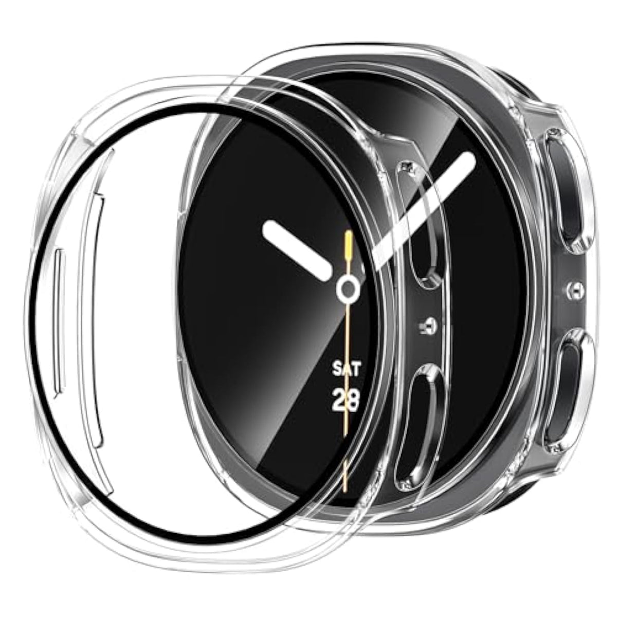 2 Pack Case Compatible With Samsung Galaxy Watch 8 40Mm With Built In Tempered Glass Screen Protector, Hard Pc Case Scratch-Resistant Overall Protective Cover- Transparent