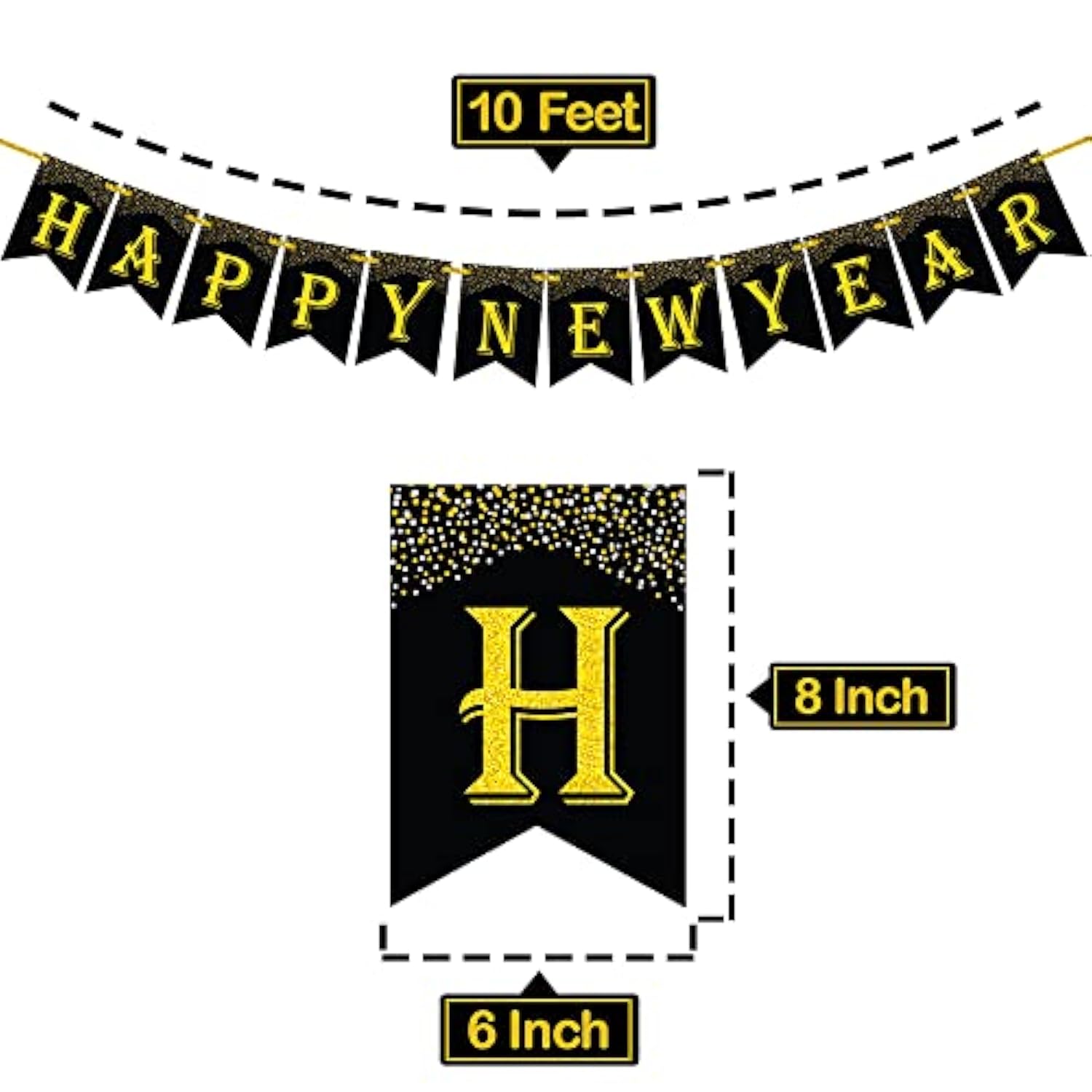 10ft Gold & Black 2026 Happy New Year Banner - No DIY Required