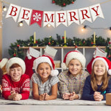 Christmas Burlap Banner Be Merry Banner Pre-Assembled Red White Xmas Bunting Garland Celebration Hanging Decorations For Holiday Home Decoration