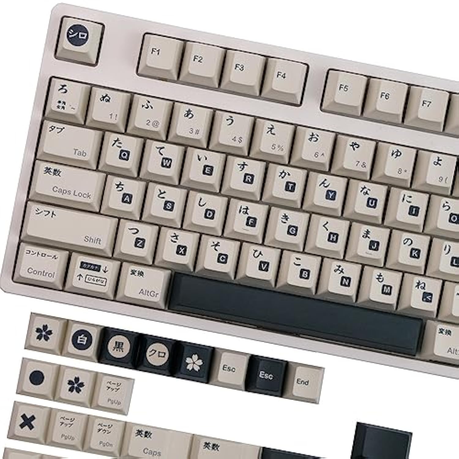 Black White Japanese Pbt Keycap Cherry Profile Dye Sublimation Mechanical Keyb