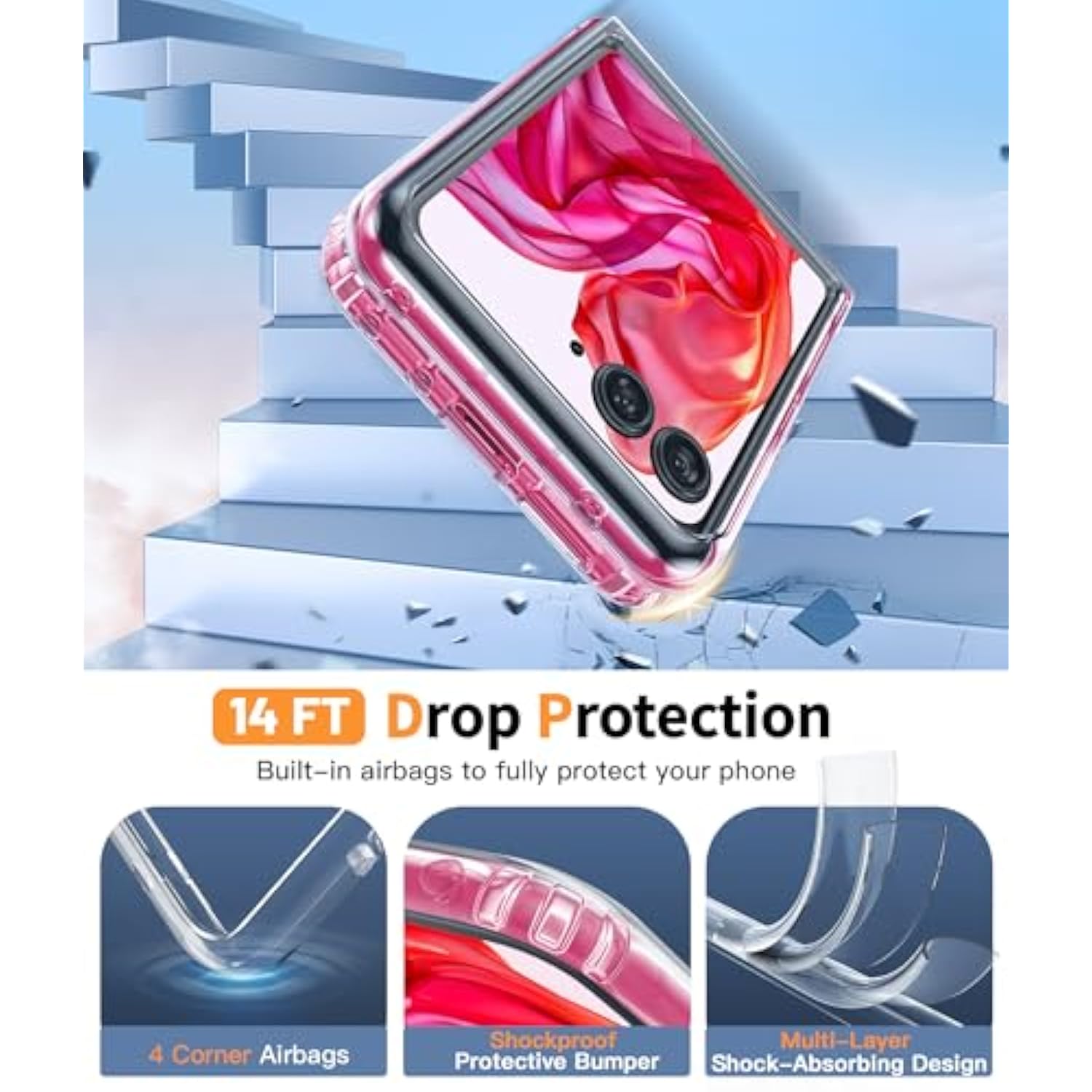 For Motorola Razr-Plus-2024/2025 Case: Shockproof Scratch Resistant Phone Cases For Moto Razr 50/60 Ultra Thin Foldable Tpu Grade Hard Drop Protection Rugged Cover Crystal Clear
