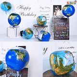 6 Pcs Globe Earth Balloons, 22 Inch Big World Map Foil Balloons, Planet Large Round Sphere Balloon for Travel Adventure Earth Day Birthday Party Decorations