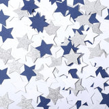 300 Pcs Glitter Star Confetti, Navy Blue White Silver Table Confetti Decor 1.1 Inch Twinkle Stars Decorations For Birthday Graduation Wedding New Years Baby Shower Party