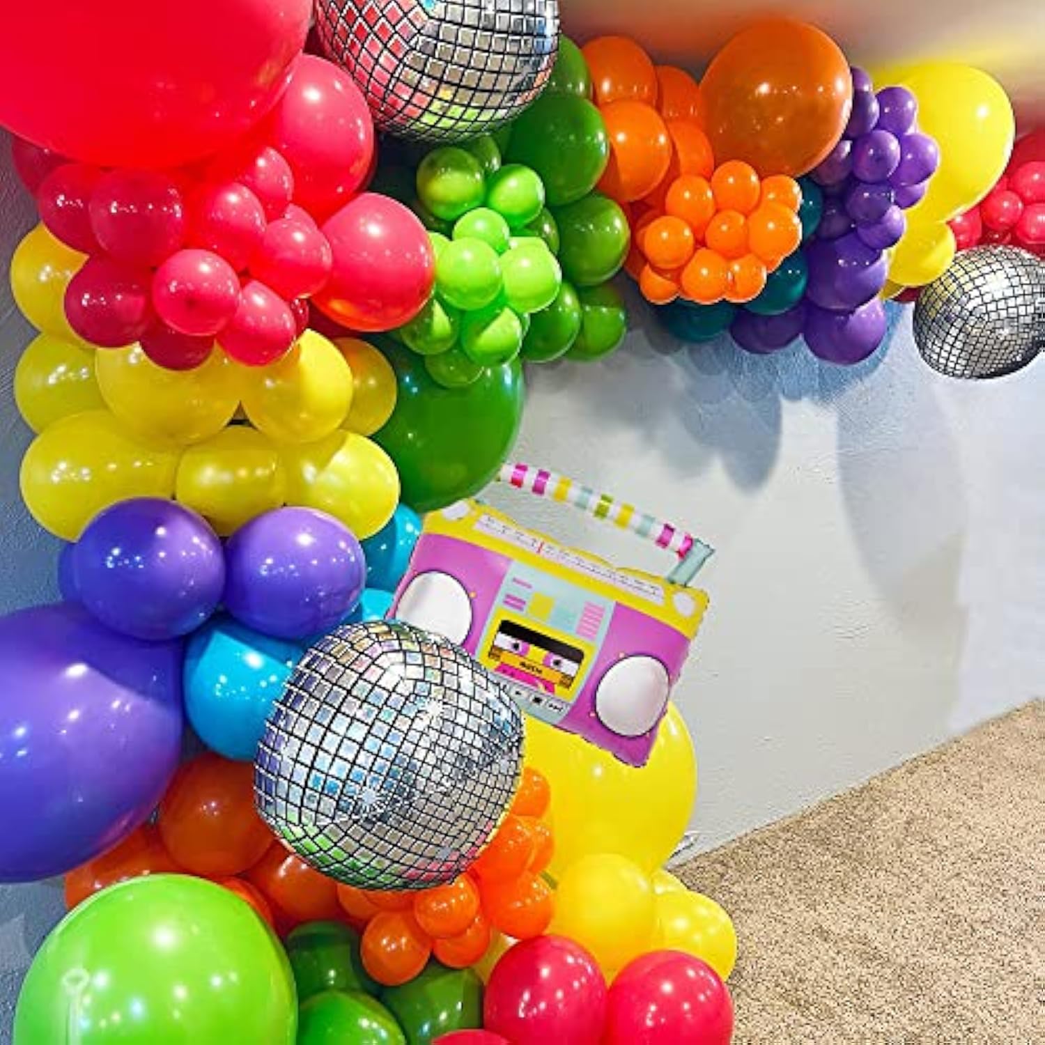 Back To 80S 90S Party Decorations, 124Pcs Disco Balloon Garland Arch K
