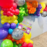 Back To 80S 90S Party Decorations, Rainbow Neon Disco Balloon Garland Arch Kit, Retro Disco Radio Foil Balloon For Retro Birthday Party Decorations Hip Hop Rock Photo Props Backdrop