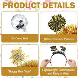 24pcs Happy New Year Glitter Headbands 2026 Party Favors & Photo Props