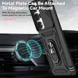 For Samsung Galaxy S25 Ultra Case With Slide Camera Cover Hd Screen Protector [Military Grade Drop Tested] Magnetic Ring Holder Kickstand Protective Phone Case For Samsung Galaxy S25 Ultra 2025, Black