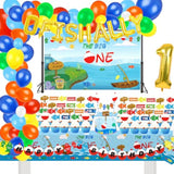 155 Pcs O Fish Ally 1 Birthday Party Decorations, Gone Fishing Balloon Garland Kit, The Big One Backdrop, Ofishally One Cake Cupcake Topper, Little Fisherman/Fishing Theme 1St Birthday Party Supplies