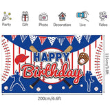 Baseball Happy Birthday Backdrop Banner Baseball Sports Themed Party Supplies Backdrop Large Baseball Birthday Party Decorations Wall Hanging Photo Booth Decor For Kids Boys Teenager, 75 X 45 Inch