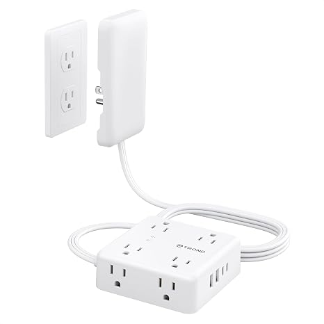 Power Strip Surge Protector with 8 AC Outlets and 4 USB Ports 6FT Flat Plug Extension Cord