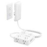 Power Strip Surge Protector with 8 AC Outlets and 4 USB Ports 6FT Flat Plug Extension Cord