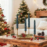 Christmas Decorations Indoor, Christmas Decor - Christmas Tree Taper Flameless Candles Battery Operated With Remote Timer, Xmas Candlesticks Home Table Mantel Room Decor, Wax, Set Of 4(Green&White)