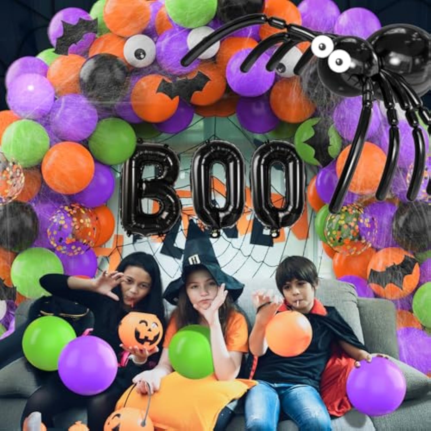 114Pc Halloween Balloon Arch Kit – Black Orange Party Garland Decorations