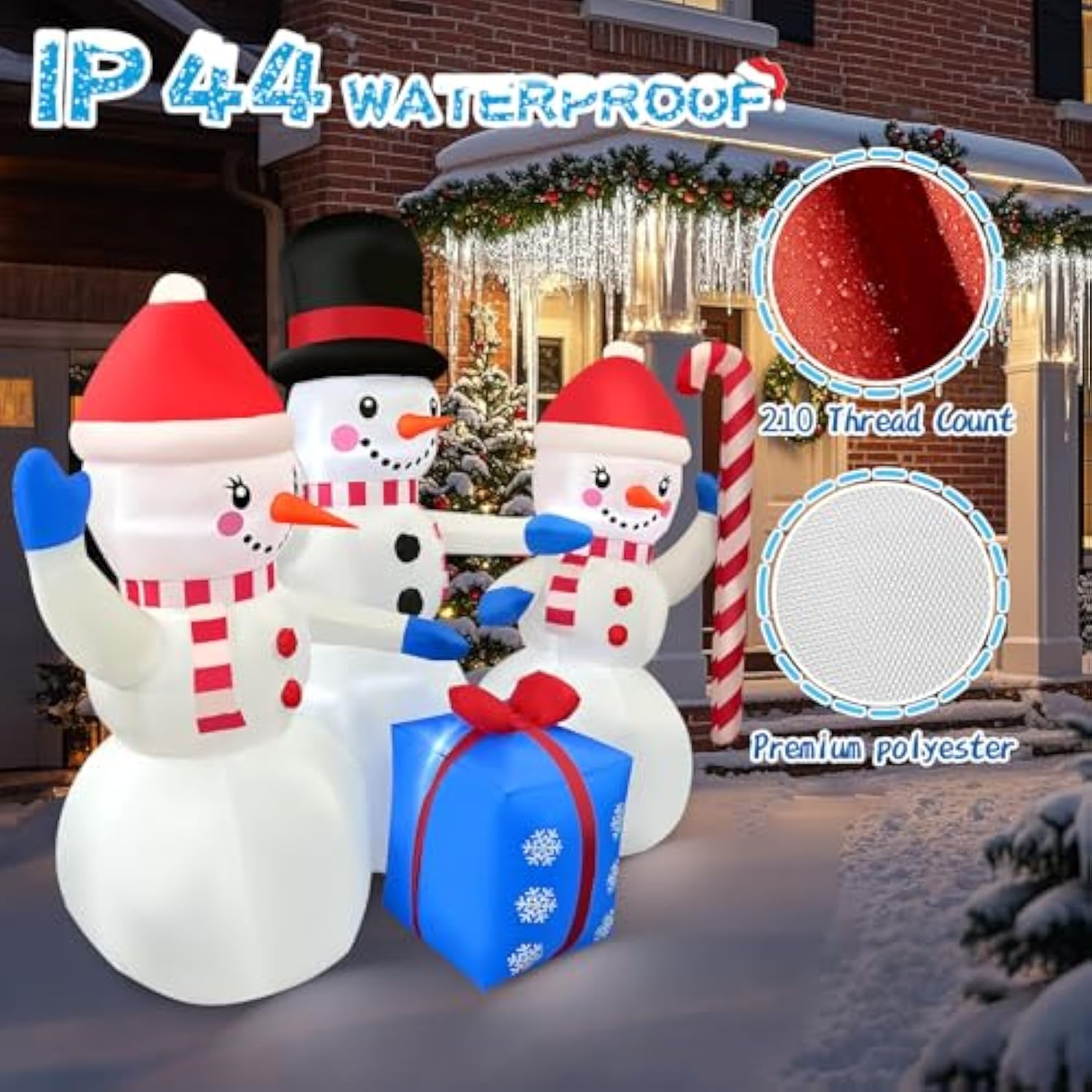 2025 Christmas Inflatable Snowman 6Ft 3 Snowmen With Gift Box Christmas Inflatables Outdoor Decoration Xmas Snowman Blow