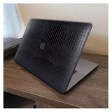 Compatible With Macbook Air 15 Inch Case 2025 2024 2023 M4 M3 M2 A3241 A3114 A2941, Crocodile Skin Alligator Pu Leather Hard Shell Cover For Mac Book Air 15 M4 Case And Keyboard Cover, Black