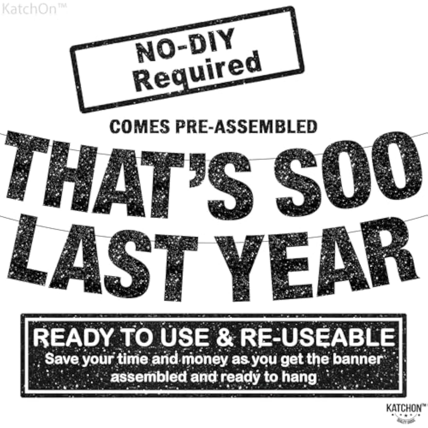 Glitter That’s So Last Year Black Banner 10ft for New Year 2026 Party Decor
