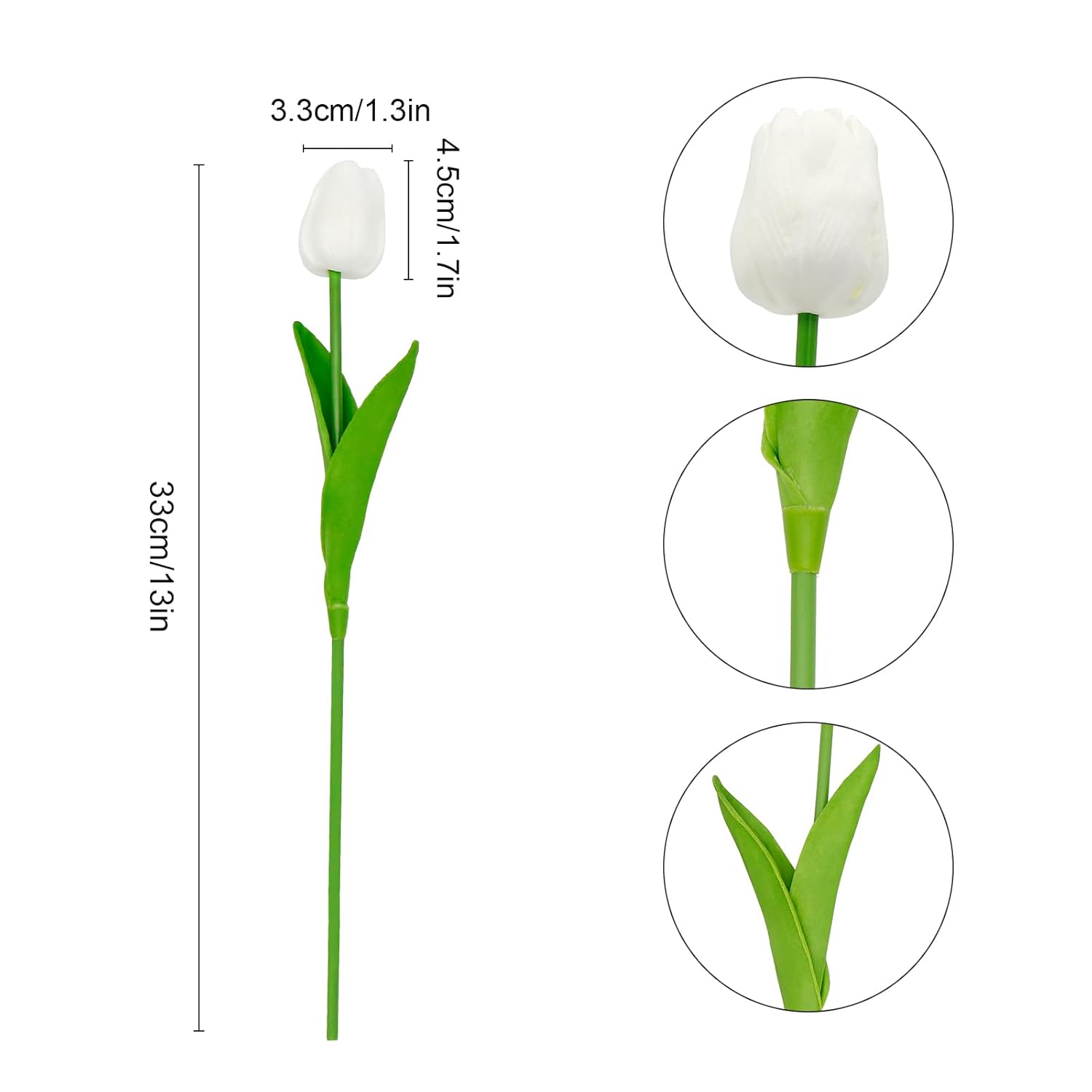 36 Pcs White Tulips Artificial Flowers 13" Pu Fake Flowers For Wedding Home Decor(White)