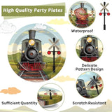 96 Pcs Train Paper Plates And Napkins Party Supplies Steam Train Birthday Disposable Tableware Set Retro Trains Transportation Party Decorations Favors For Baby Shower Dinnerware Favor Serves 24