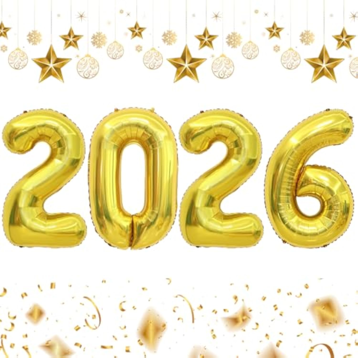 2026 Gold Number Foil Balloons 16 Inch Happy New Year Party Decorations