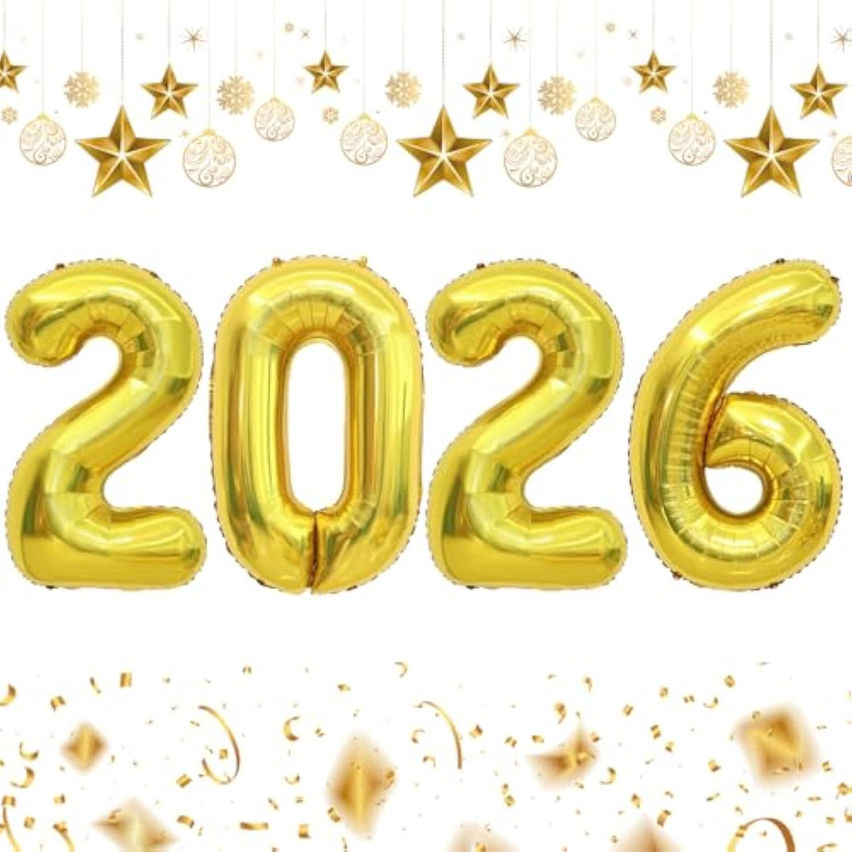 2026 Gold Number Foil Balloons 16 Inch Happy New Year Party Decorations