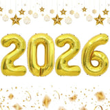 2026 Gold Number Foil Balloons 16 Inch Happy New Year Party Decorations